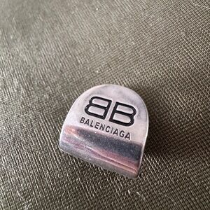 Balenciaga Unisex Clip Silver Tone Logo Ear Cuff Single Earring